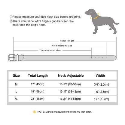 PU Leather Collar for Dogs Soft PU Leather Padded Dogs Collar with GPS Tracker Case Adjustable Small Medium Dogs Collars